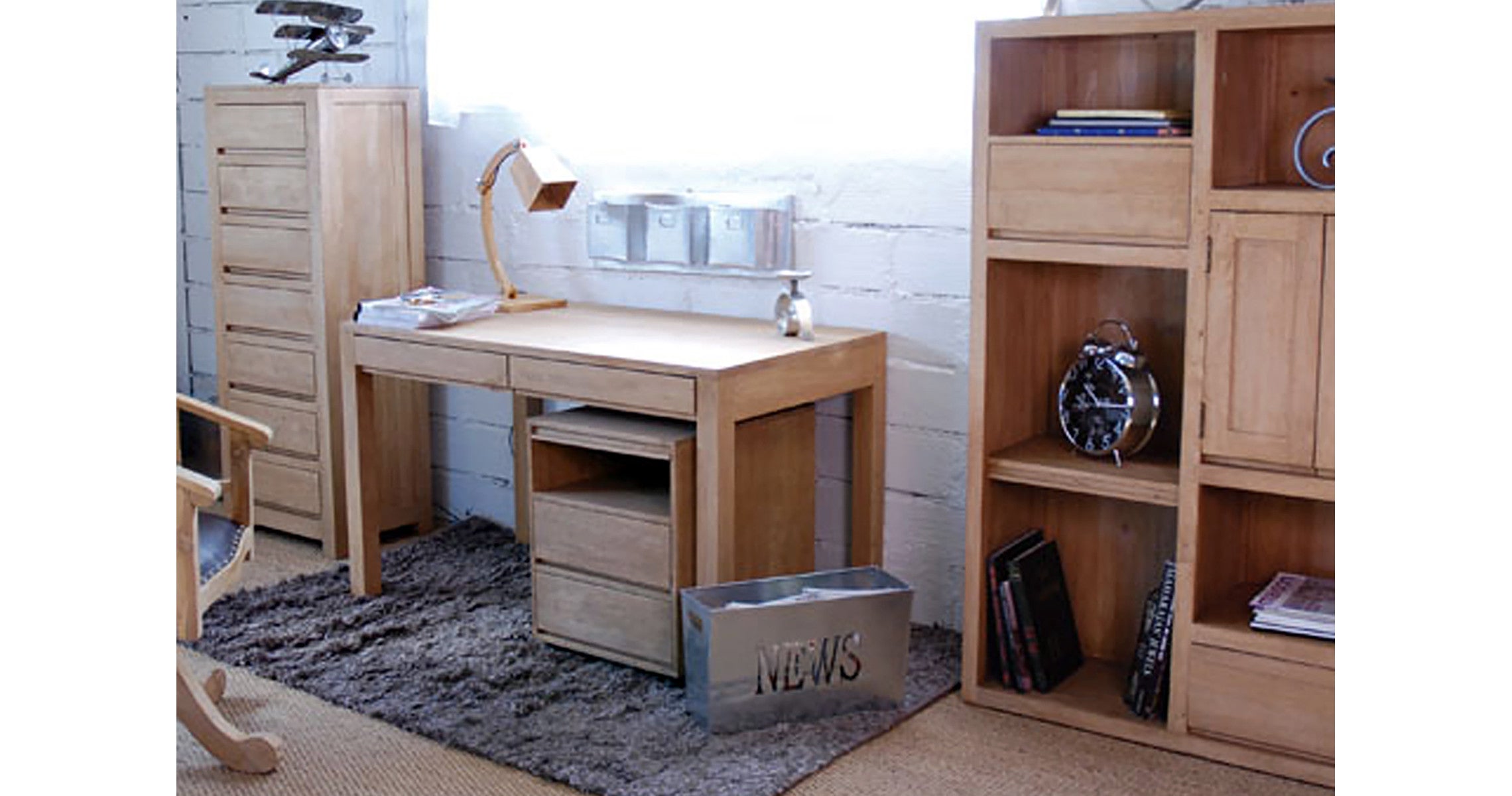 Meuble bibliothèque bois naturel