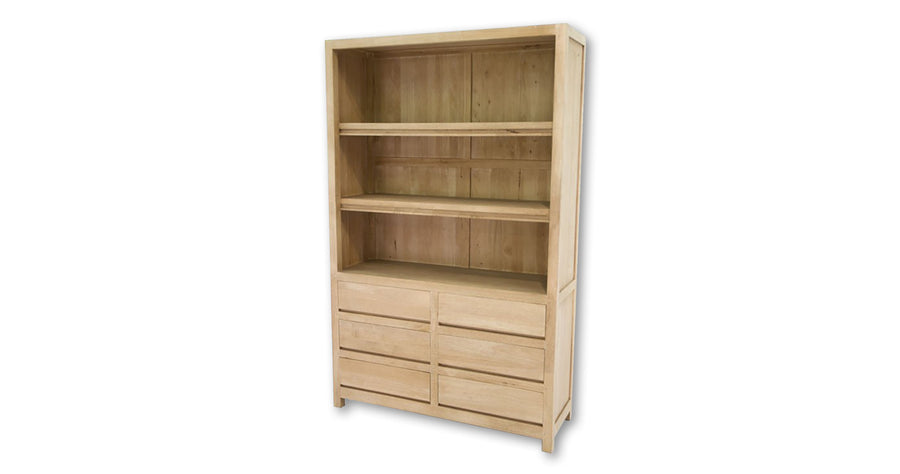 Bibliothèque haute en bois naturel