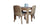 Chaises arrondies autour d'une table carré pour adoucir les angles