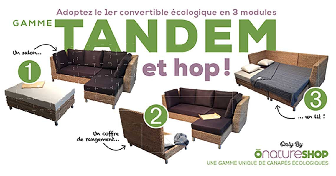 Canapé d'angle naturel convertible Tandem