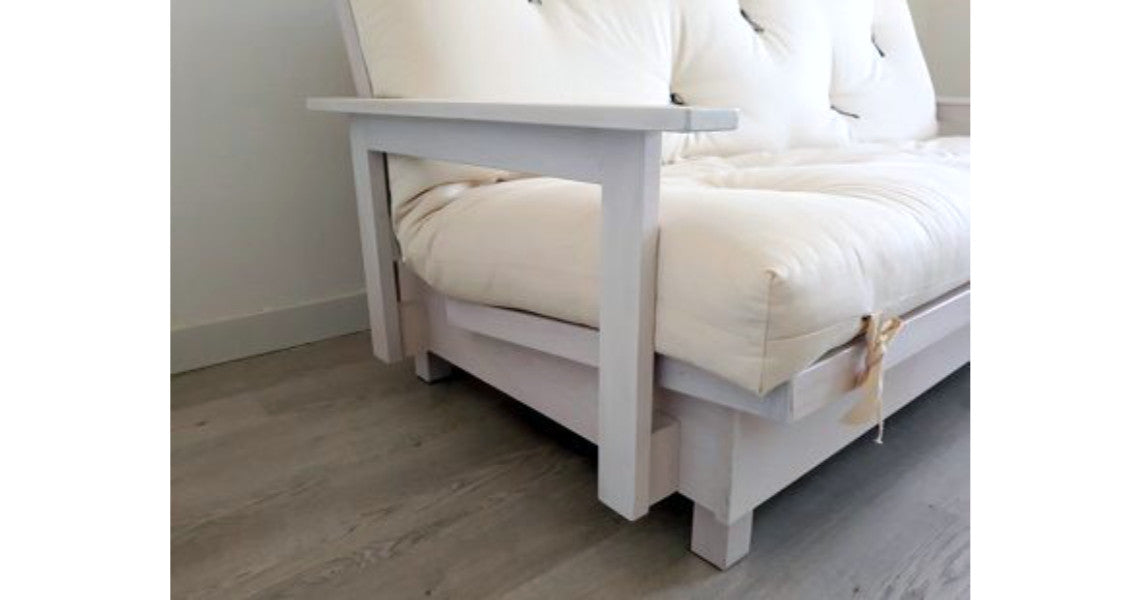 Canapé lit bois massif hêtre avec matelas latex naturel haute densité