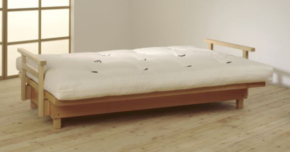 Banquette convertible naturelle en hêtre massif avec matelas latex naturel