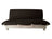 Banquette transformable en lit avec housse noir et base blanche à liens décoratifs, style canapé-lit écologique.