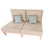 Canapé ou 2 chauffeuses indépendantes en bois naturel avec assise beige et dossiers coussins, lin, kapok, latex BIO, légères à d
