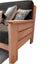 Accoudoir de canapé en bois clair, revêtement en lin gris anthracite/café, déhoussable et lavable. Ecoconçu
