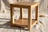 Petit meuble 2 plateaux ouverts écologique en bois avec finition naturelle, cadre carré et étagère inférieure, design minimalist