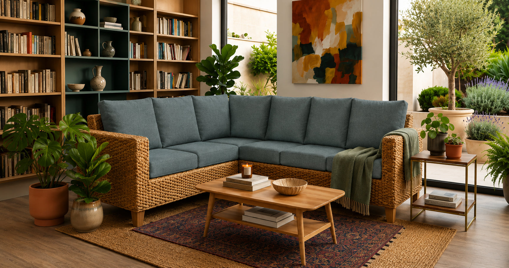 Grand canapé d'angle 5/6 places écologique Authentic